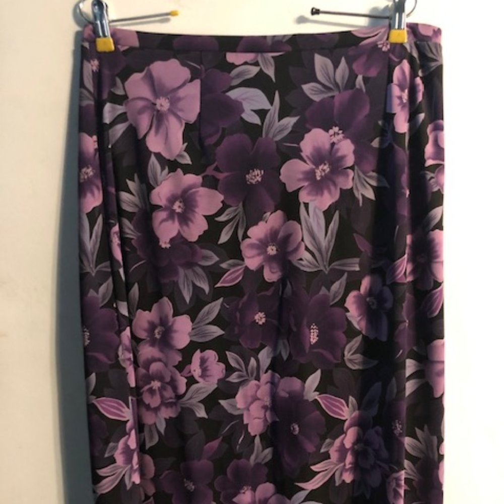 Requirements Purple Floral A-Line Skirt
